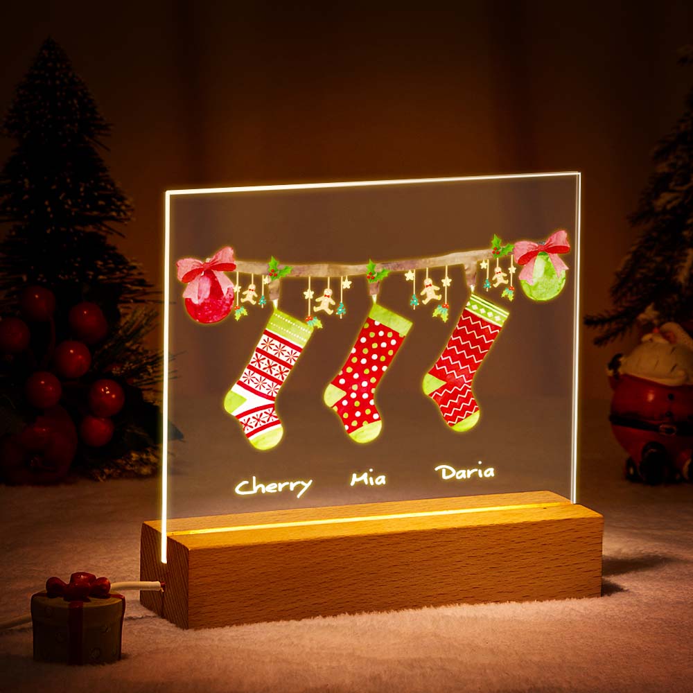 Custom Name Personalized Socks Quantity Night Light Christmas Gift