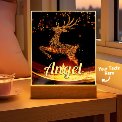 Christmas Gifts Custom Christmas Elk Night Light with Photo Personalized Night Lamp With Text - mysiliconefoodbag