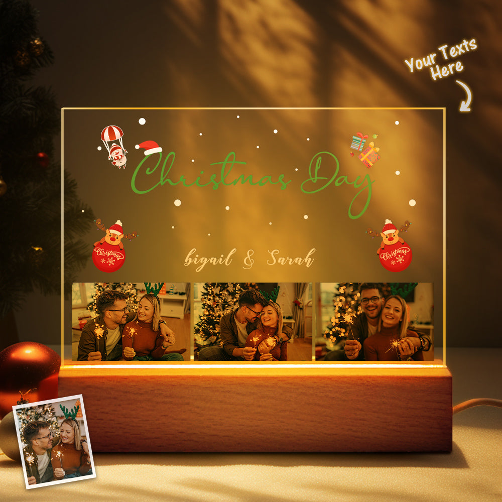 Christmas Day Personalized Photo Night Light Custom Name Couple Gifts