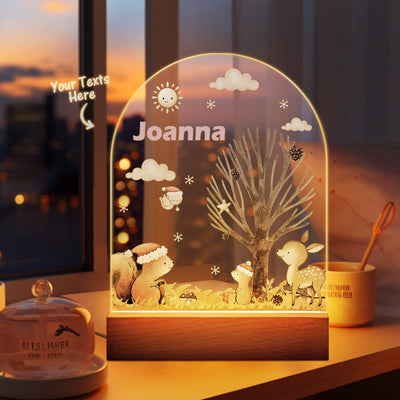 Personalized name children's night light customized Christmas squirrel seven-color night light - mysiliconefoodbag