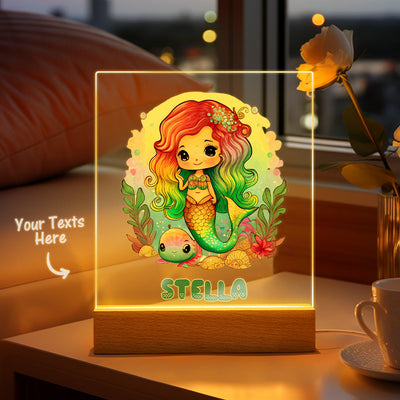 Colorful Mermaid Magical Princess Girls Room Decor Name Night Light LED Personalized Seven Color Options Gift - mysiliconefoodbag