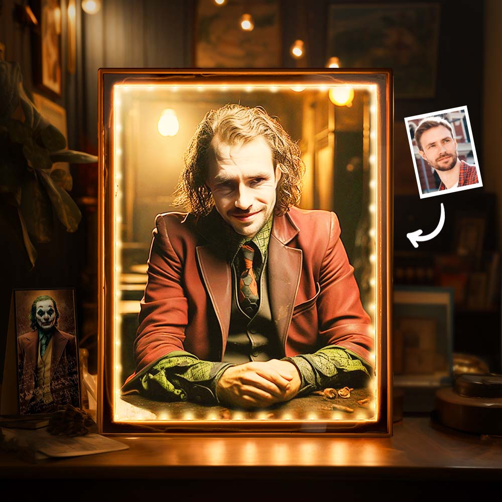 Custom Face Joker Portrait Mirror Lamp Personalized Photo Gifts for Her