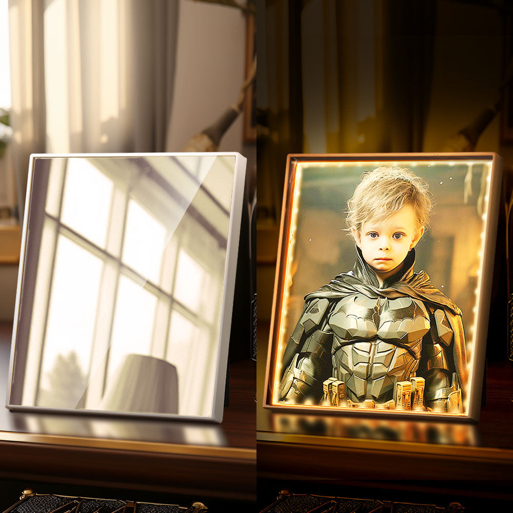 Custom Face Batman Personalized Photo Portrait Mirror Light Gifts for Kids