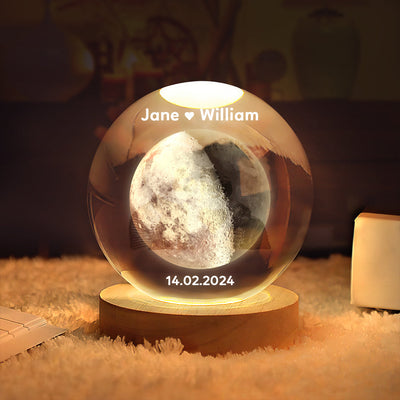 Personalized 2D Moon Phase Crystal Ball Night Light Unique Valentine's Day Gifts - mysiliconefoodbag