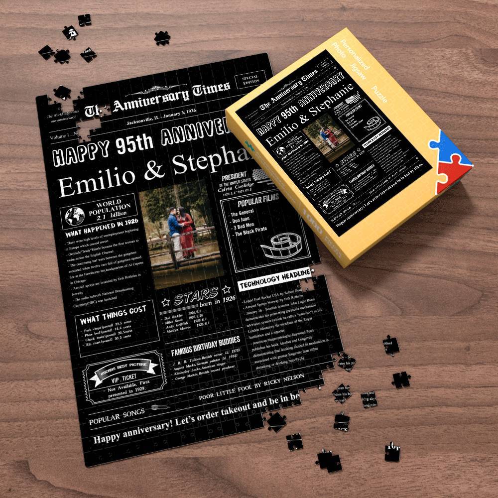100 Years History News Custom Photo Jigsaw Puzzle Newspaper Decoration 95th Anniversary Gift  95th Birthday Gift Back in 1926