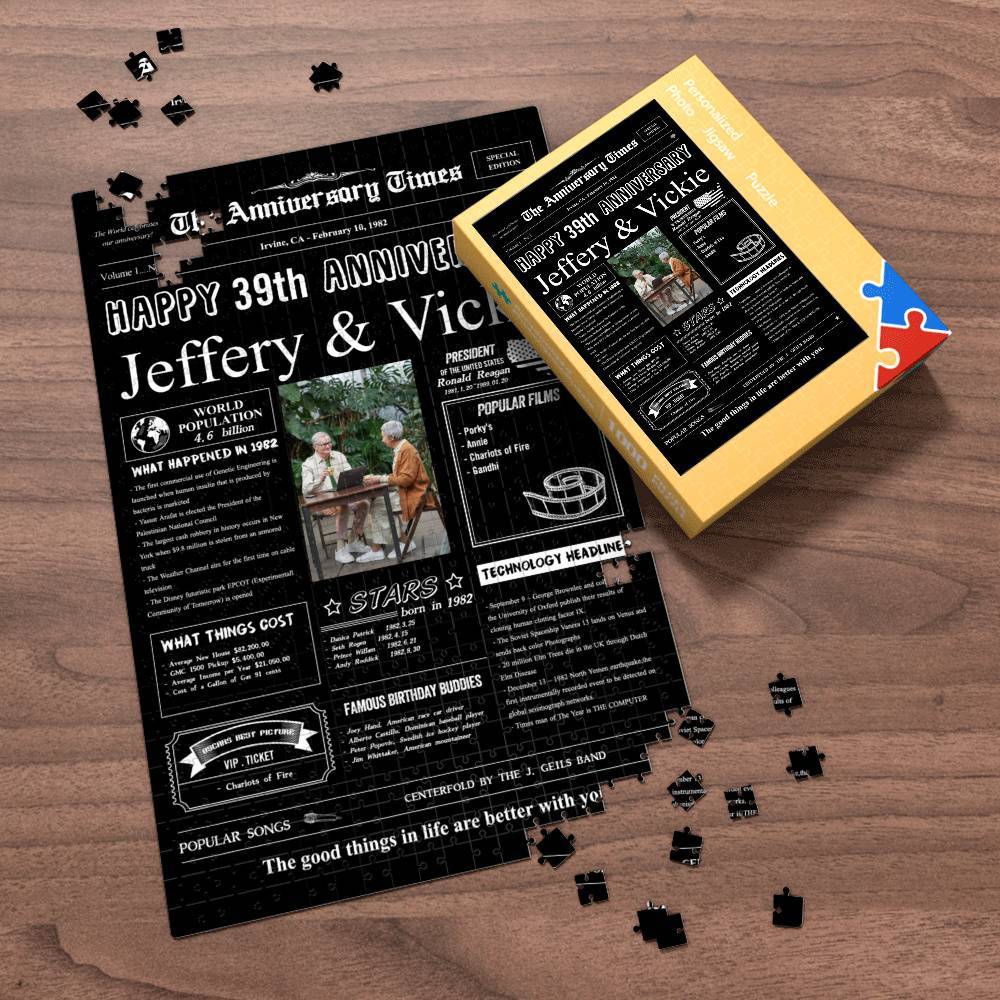 100 Years History News Custom Photo Jigsaw Puzzle Newspaper Decoration 39th Anniversary Gift  39th Birthday Gift Back in 1982