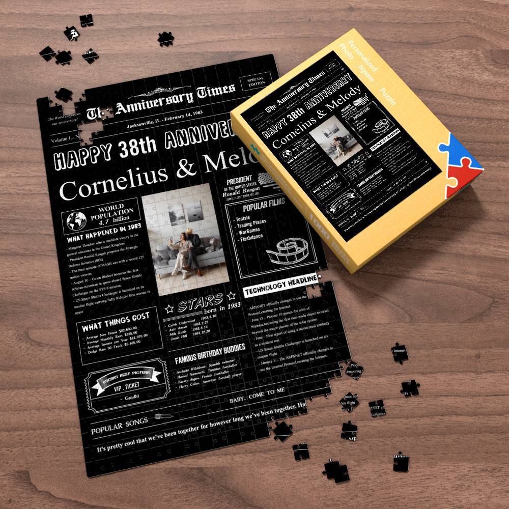 100 Years History News Custom Photo Jigsaw Puzzle Newspaper Decoration 38th Anniversary Gift  38th Birthday Gift Back in 1983