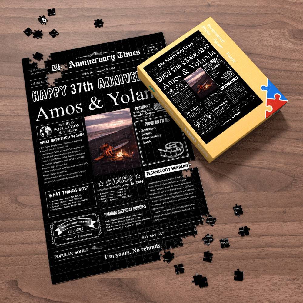 100 Years History News Custom Photo Jigsaw Puzzle Newspaper Decoration 37th Anniversary Gift  37th Birthday Gift Back in 1984