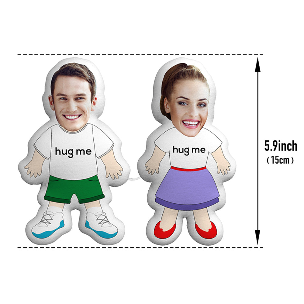 Custom Face Photo Pillow Couple Toy Plush Doll Link with a Line