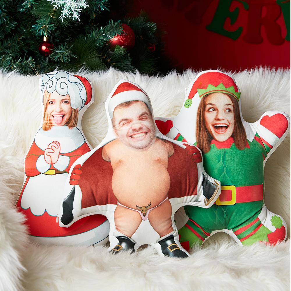 My Face Pillow Custom Photo Pillow Christmas Family Gifts Santa Minime Doll With Your Face