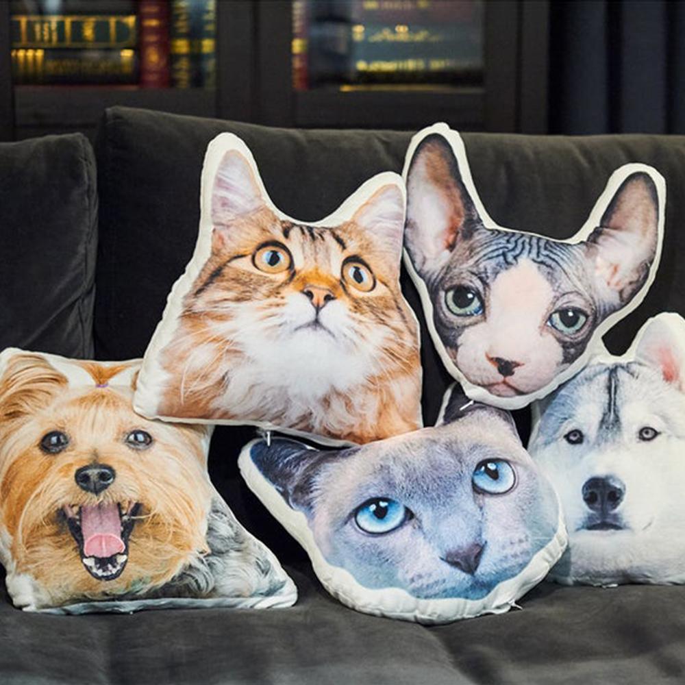 Custom Pet Portrait Face Pillow, Cat Head Shaped Pillow From Photos, Cat Memorial Personalized Pillow